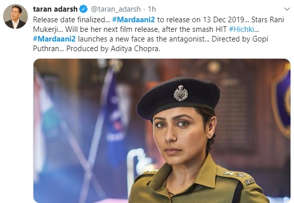 Rani’s ‘Mardaani 2’ to be released on December 13