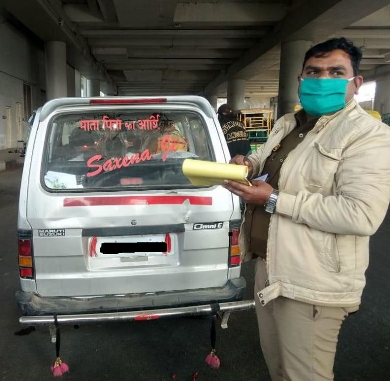 Lucknow Police fines vehicle owner for using caste sticker on car