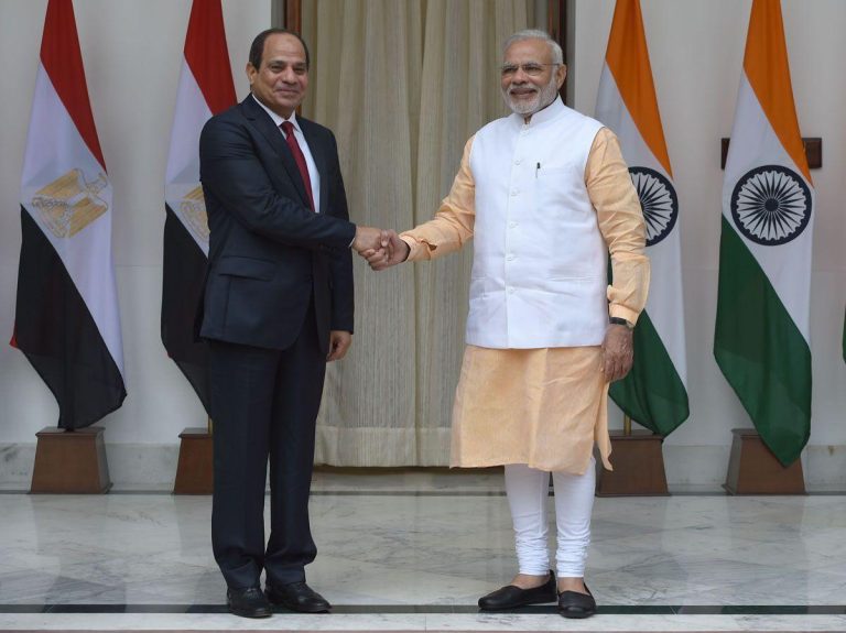 Egyptian President Abdel Fattah el-Sisi welcomed at Rashtrapati Bhawan