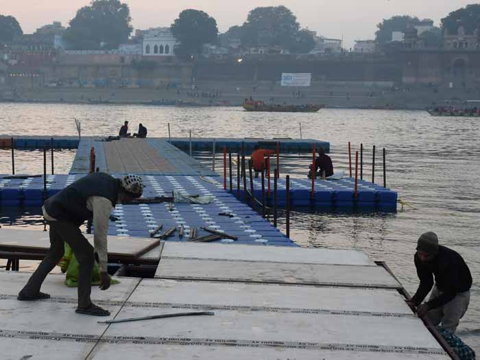 Take holy dip in floating pool in Varanasi