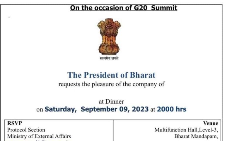 Invite for G20 dinner in the name of ‘President of Bharat’ sparks controversy