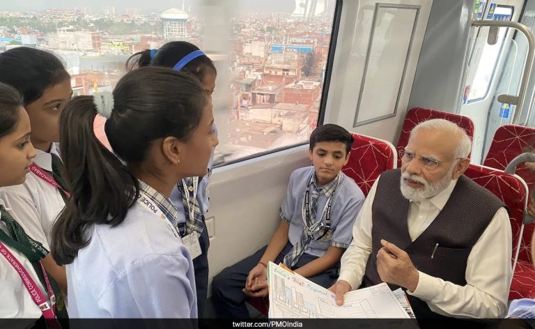 PM Modi takes a tour with students in Namo Bharat train