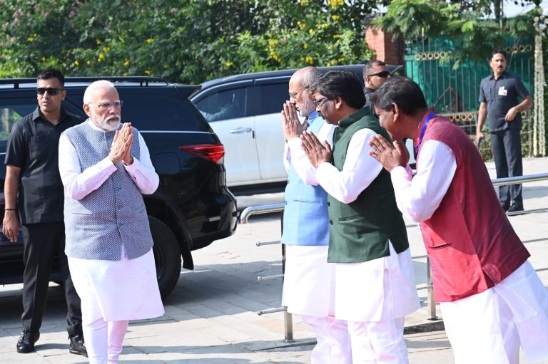 PM Modi reaches Birsa Munda Memorial Museum