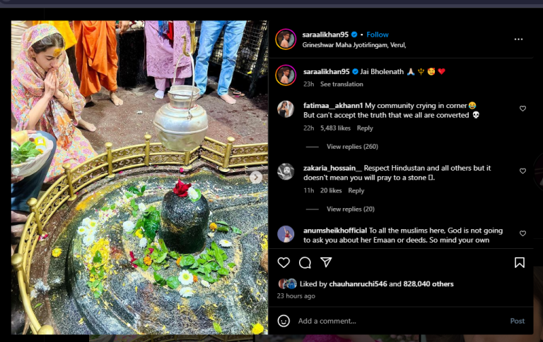 Actress Sara Ali Khan visits Grishneshwar Jyotirlinga Mandir in Aurangabad, gets trolled by Muslim community