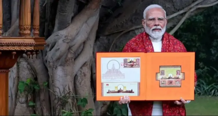 PM Modi unveils Ram Temple commemorative stamps