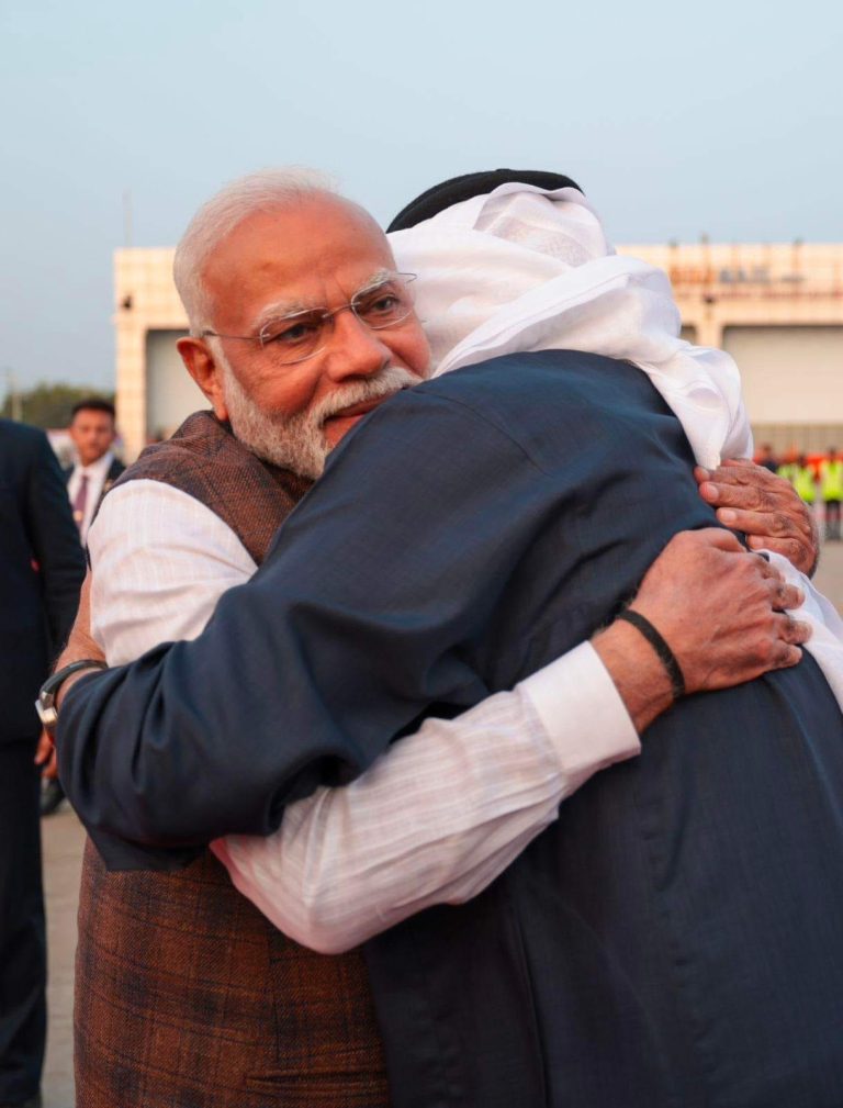 PM Modi hugs UAE President Sheikh Mohammed bin Zayed at Ahmedabad Airport