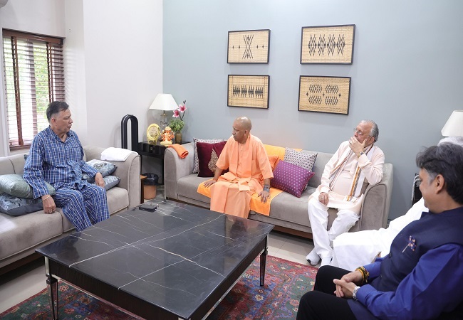 CM Yogi meets the Speaker UP Assembly Mahana, inquires about his health