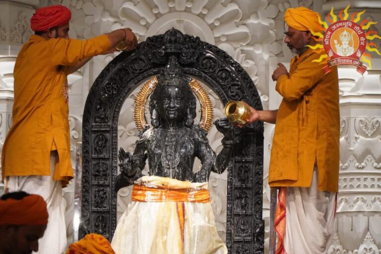 Ram Lalla’s ‘mahabhishek’ takes place on Pratishtha Dwadashi in Ayodhya, CM Yogi also performs ‘aarti’